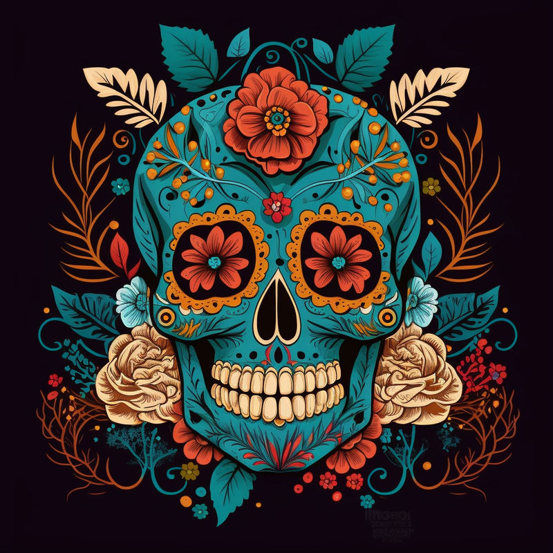Floral mexican sugar skull 2