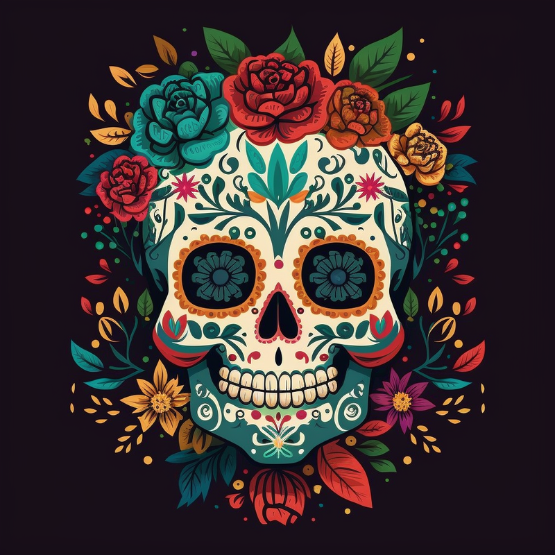 Floral mexican sugar skull 3