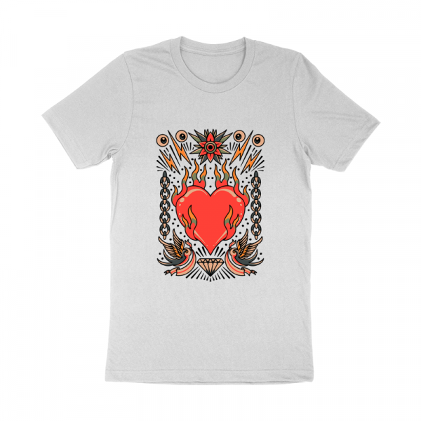 burning heart tattoo set