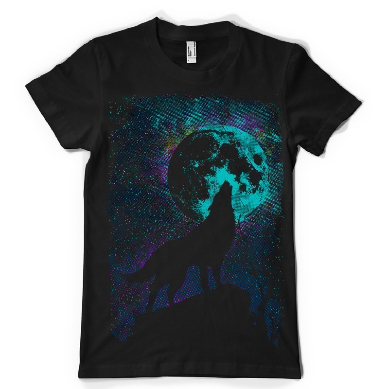 Wolf Abstract Moon | Tshirt-Factory