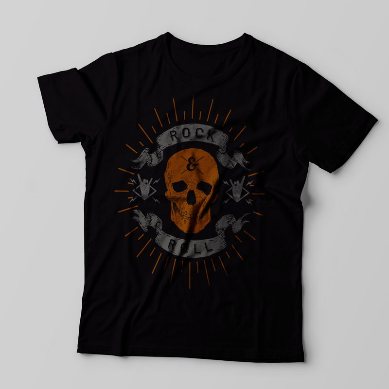 rock and roll skull | Tshirt-Factory