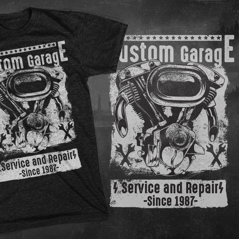 Custom Motorcycle Garage T-shirt design | Tshirt-Factory