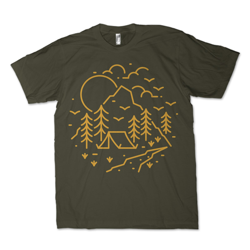 Summer Camp Monoline Illustration Tee shirts | Tshirt-Factory