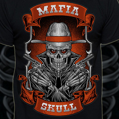 Sved Nøgle Forfølge Mafia Skull Tee shirt design | Tshirt-Factory