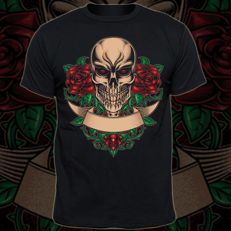 Skull and Roses T-shirt template | Tshirt-Factory