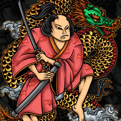 Japanese Dragon Samurai Tattoo Tee Shirt Design Tshirt Factory