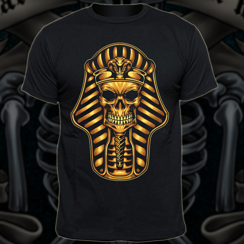 Pharaoh Gold Skull Tee shirt design | Tshirt-Factory