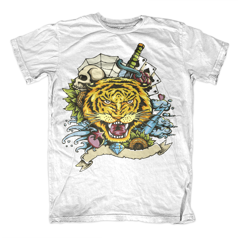 Tiger Tattoo Flash Graphic design | Tshirt-Factory