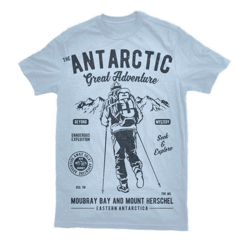 Antartic Adventure T-Shirt Mens Antarctica dangerous expedition white 
