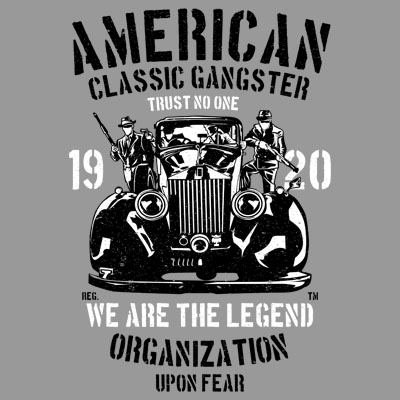 Funny Decor 3dRose Alexis Design T-Shirts Colorful Silhouette Images of Vintage American Gangsters Gangsters