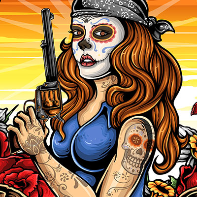 Muerte Gangster Woman Tattoo Design 2 T-shirt clip art | Tshirt-Factory