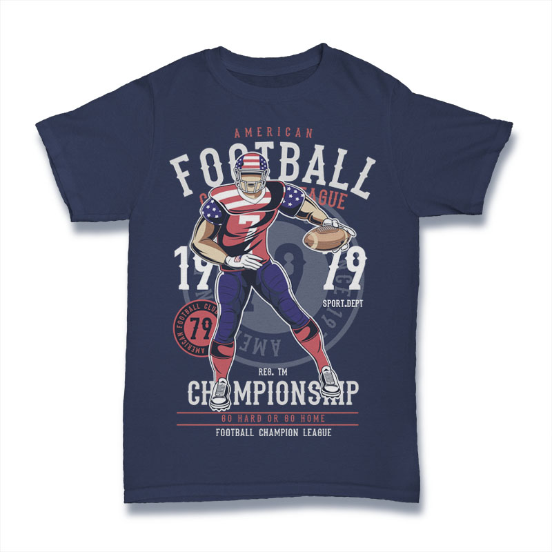 American Football player in Action T-Shirt Design Vector