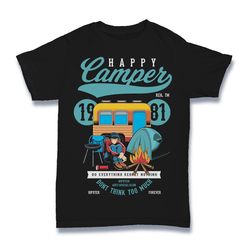 Happy Camper T-shirt clip art | Tshirt-Factory