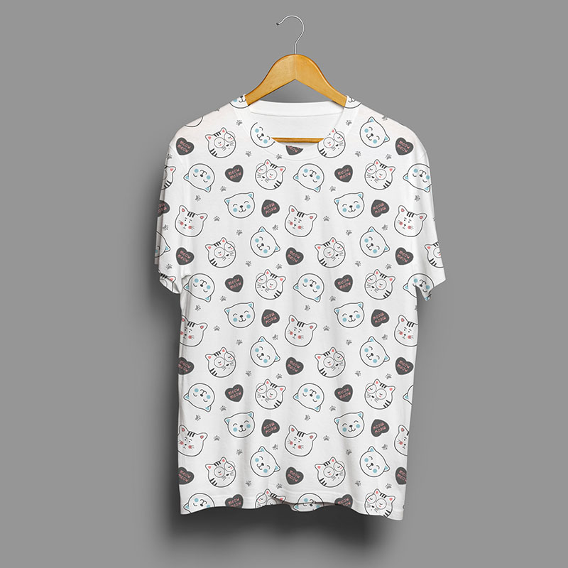 Cute kitty head pattern T-shirt clip art | Tshirt-Factory