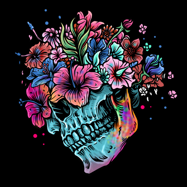 Illustration Floral Skull