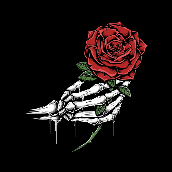 Skull Hand Holding A Rose