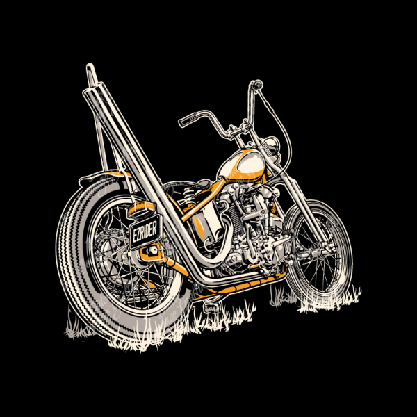 chopper motorcycle drawing