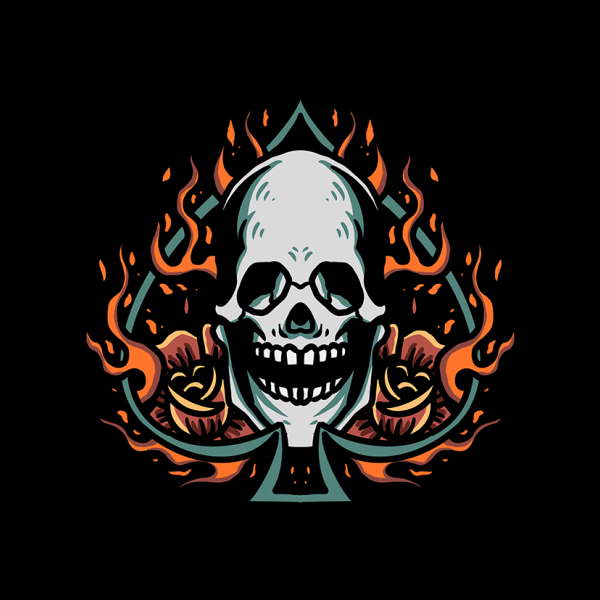 flaming skull t-shirt design