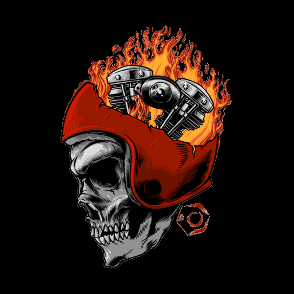 skull brotherhood and motorcycle engine