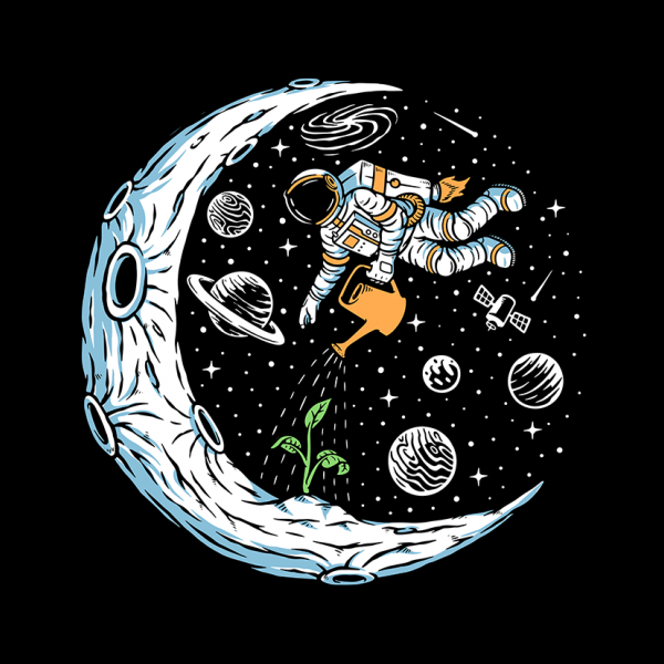 Astronaut plant trees on the moon