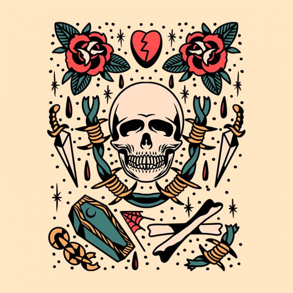 Skull Tattoo Flash Art, HD Png Download - kindpng